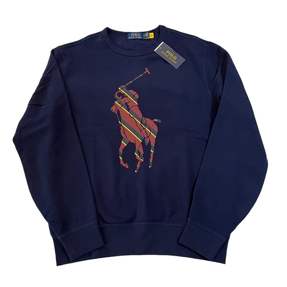 POLO RALPH LAUREN Mens Big Pony Sweatshirt Navy Blue